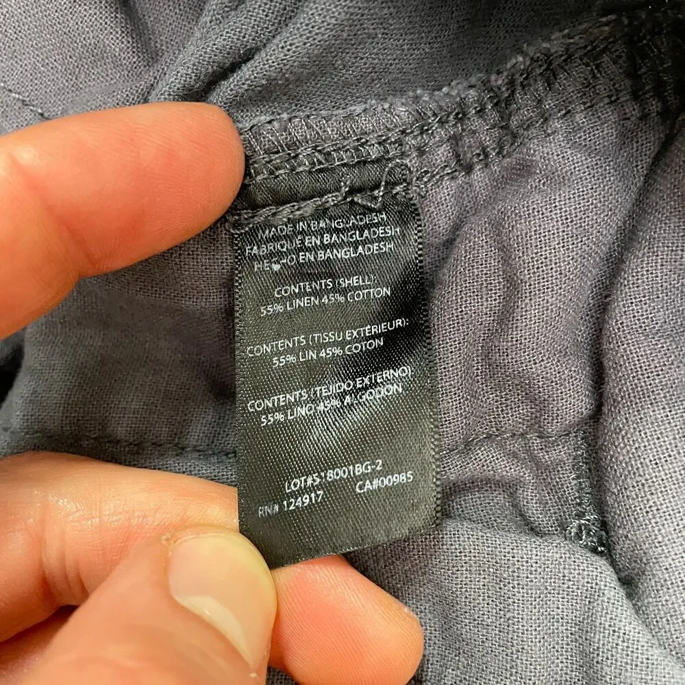 Onia Linen Blend Pants Womens Medium Dark Gray Drawstring Casual Outdoor 34x30.5